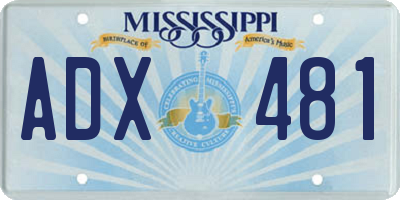MS license plate ADX481