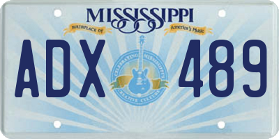 MS license plate ADX489