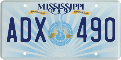 MS license plate ADX490