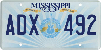 MS license plate ADX492