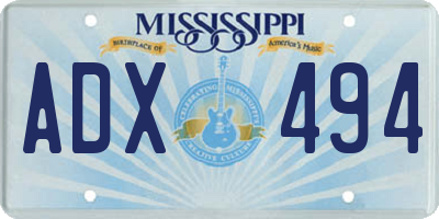 MS license plate ADX494