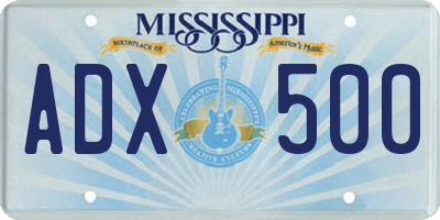 MS license plate ADX500