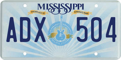 MS license plate ADX504