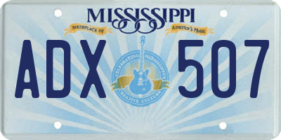 MS license plate ADX507