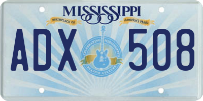 MS license plate ADX508