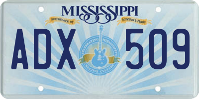 MS license plate ADX509