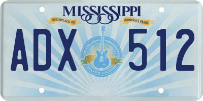 MS license plate ADX512