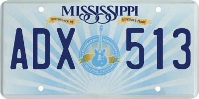 MS license plate ADX513