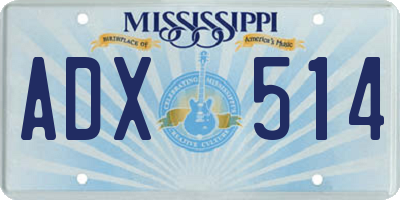 MS license plate ADX514