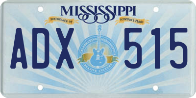 MS license plate ADX515