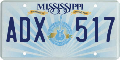 MS license plate ADX517