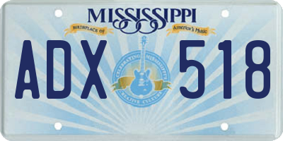 MS license plate ADX518