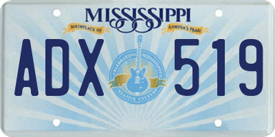 MS license plate ADX519