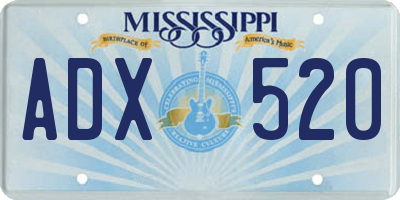 MS license plate ADX520