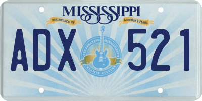 MS license plate ADX521