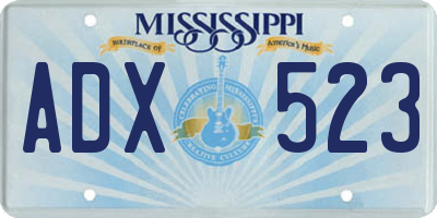 MS license plate ADX523