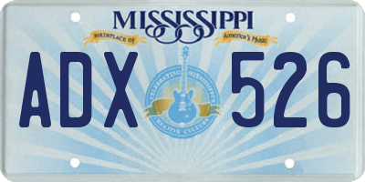 MS license plate ADX526