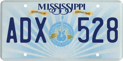 MS license plate ADX528