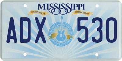 MS license plate ADX530