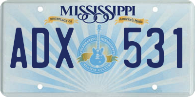 MS license plate ADX531
