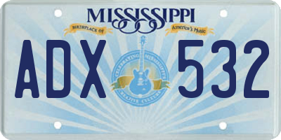 MS license plate ADX532