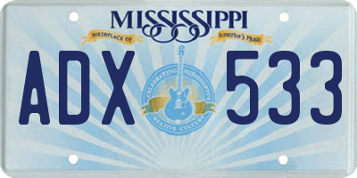 MS license plate ADX533