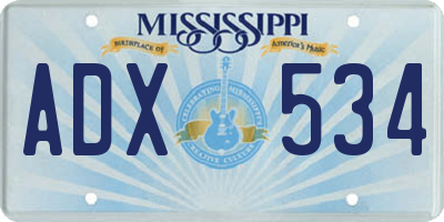 MS license plate ADX534