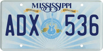 MS license plate ADX536