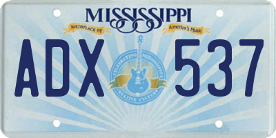 MS license plate ADX537