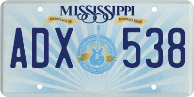 MS license plate ADX538
