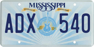 MS license plate ADX540