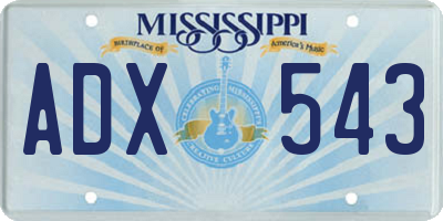 MS license plate ADX543