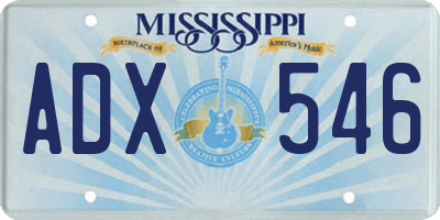 MS license plate ADX546