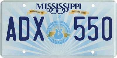 MS license plate ADX550