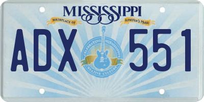 MS license plate ADX551