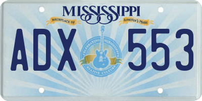MS license plate ADX553