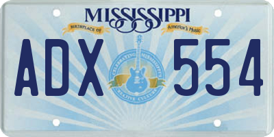 MS license plate ADX554