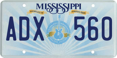 MS license plate ADX560