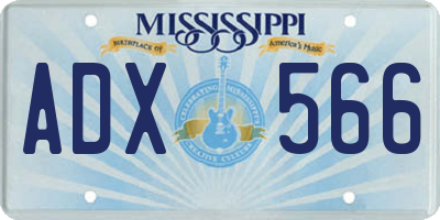 MS license plate ADX566