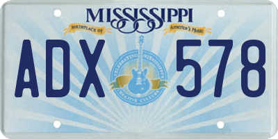 MS license plate ADX578