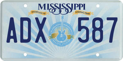 MS license plate ADX587