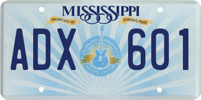 MS license plate ADX601