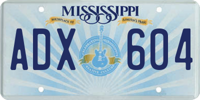 MS license plate ADX604