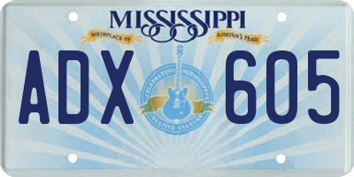MS license plate ADX605