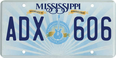 MS license plate ADX606