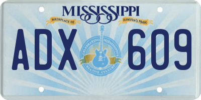 MS license plate ADX609