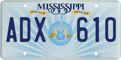 MS license plate ADX610
