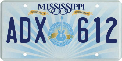 MS license plate ADX612