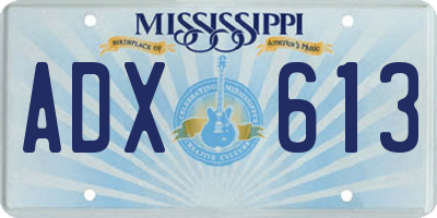 MS license plate ADX613
