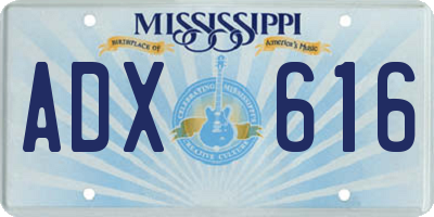 MS license plate ADX616